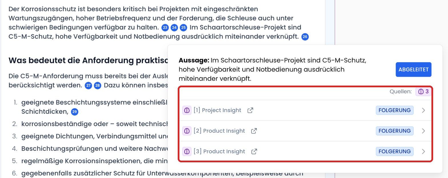 Antwort mit Insights als Quellen
