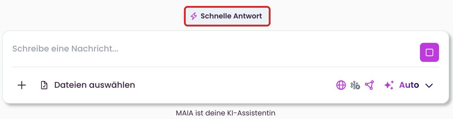 Button „Schnelle Antwort“ während der Recherche