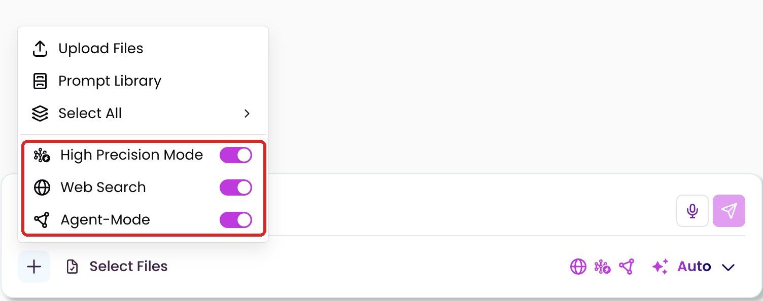 “+” menu with the “Agent Mode” toggle