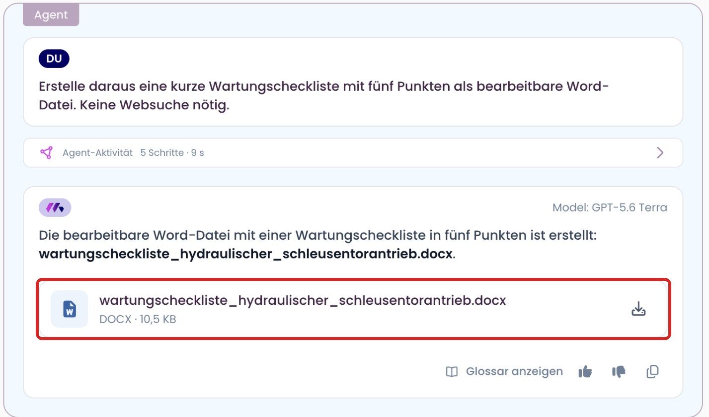 Von MAIA erstellte Word-Datei als Karte