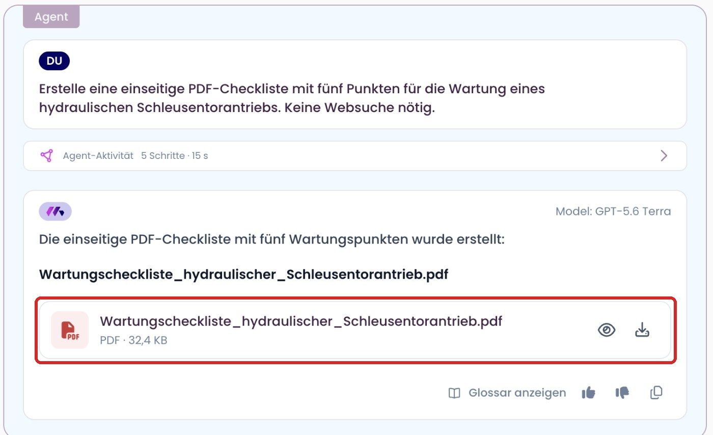 Von MAIA erstellte PDF als Karte in der Antwort