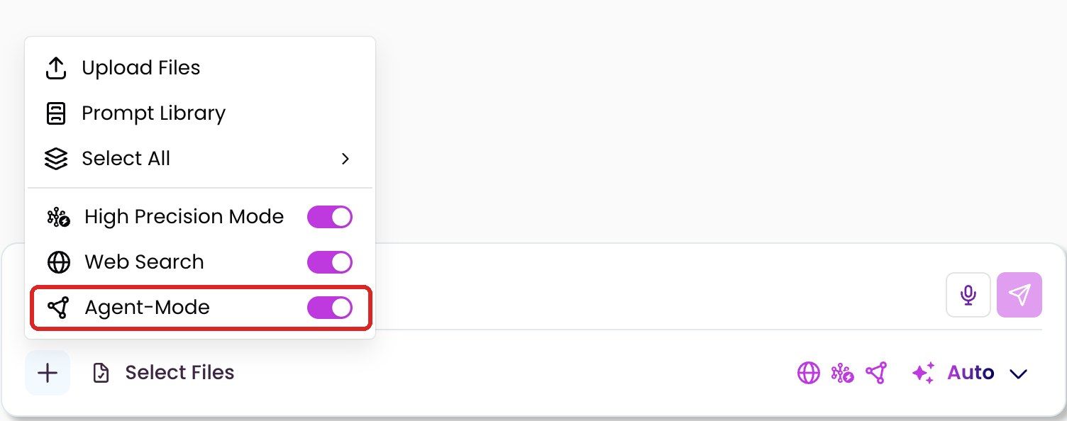 “+” menu with the “Agent Mode” toggle