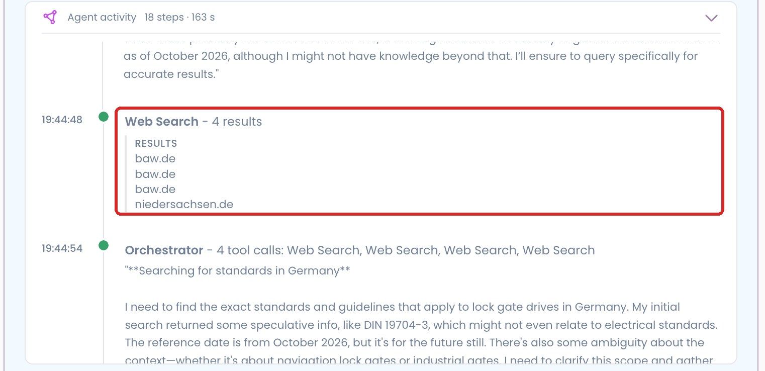 “Web search” step in the answer